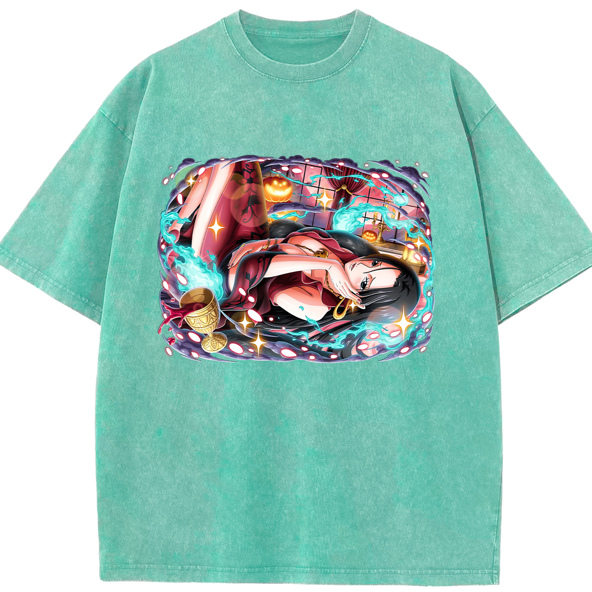 ワンピース ボア・ハンコック ONE PIECE Boa·Hancock 綿100% ヴィンテージ風 半袖Tシャツ（フロントプリント）